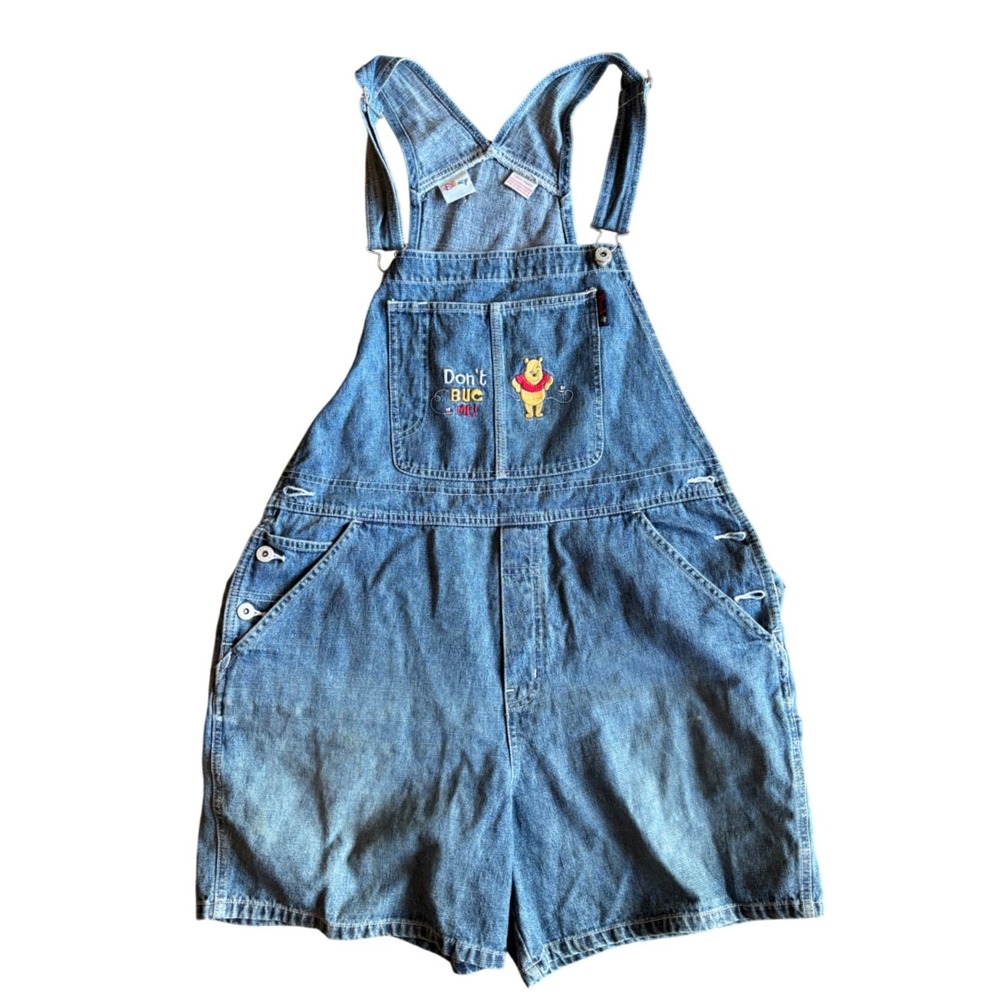 Vintage Disney Winnie The Pooh Don't Bug Me Bug Off Denim Overalls Size Large